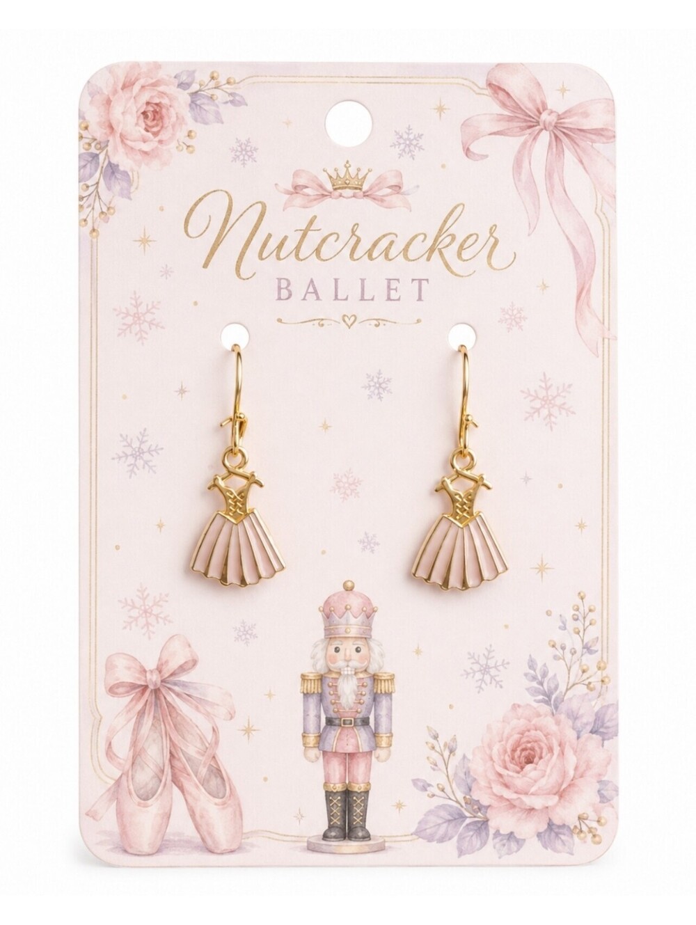 The Nutcracker Ballerina Tutu Hypoallergenic Earrings Pink & Gold Earrings